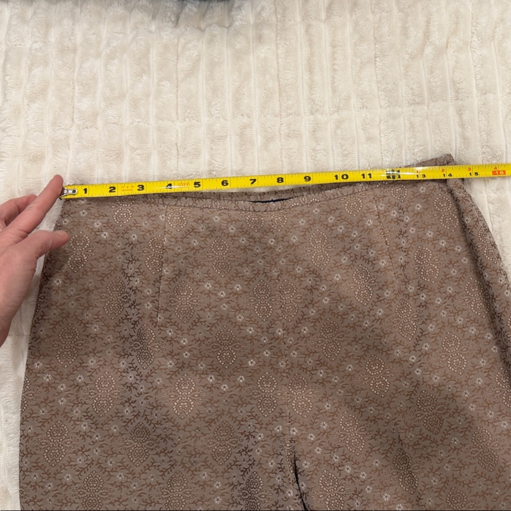 Ann Taylor Medallion Side Zip Ankle Pants twxtured 6P Tan Slit Hem preppy Career - Picture 12 of 14